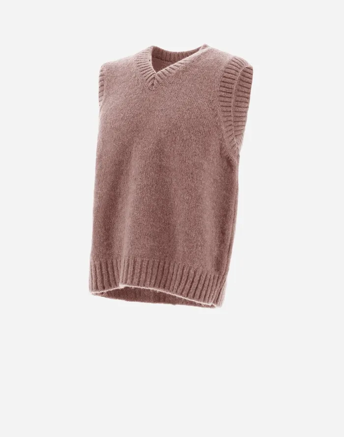 Herno VEST IN PLAINALPACA WOOL Pink Men Knitwear