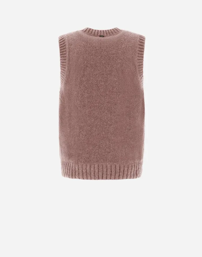 Herno VEST IN PLAINALPACA WOOL Pink Men Knitwear