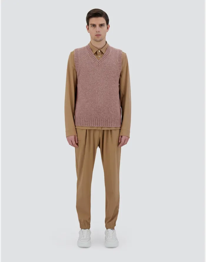 Herno VEST IN PLAINALPACA WOOL Pink Men Knitwear