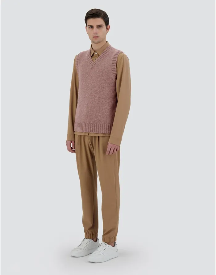 Herno VEST IN PLAINALPACA WOOL Pink Men Knitwear