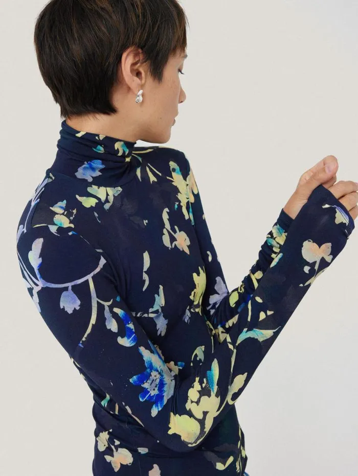 Hidden Floral Jersey Polo Navy Women Jigsaw Shirts and Tops