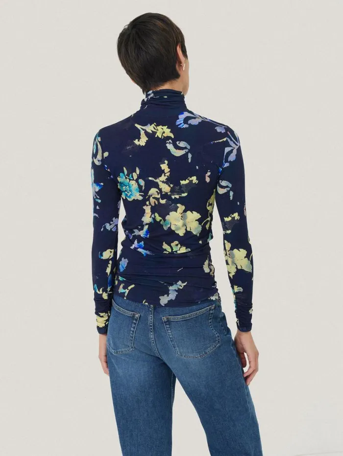 Hidden Floral Jersey Polo Navy Women Jigsaw Shirts and Tops