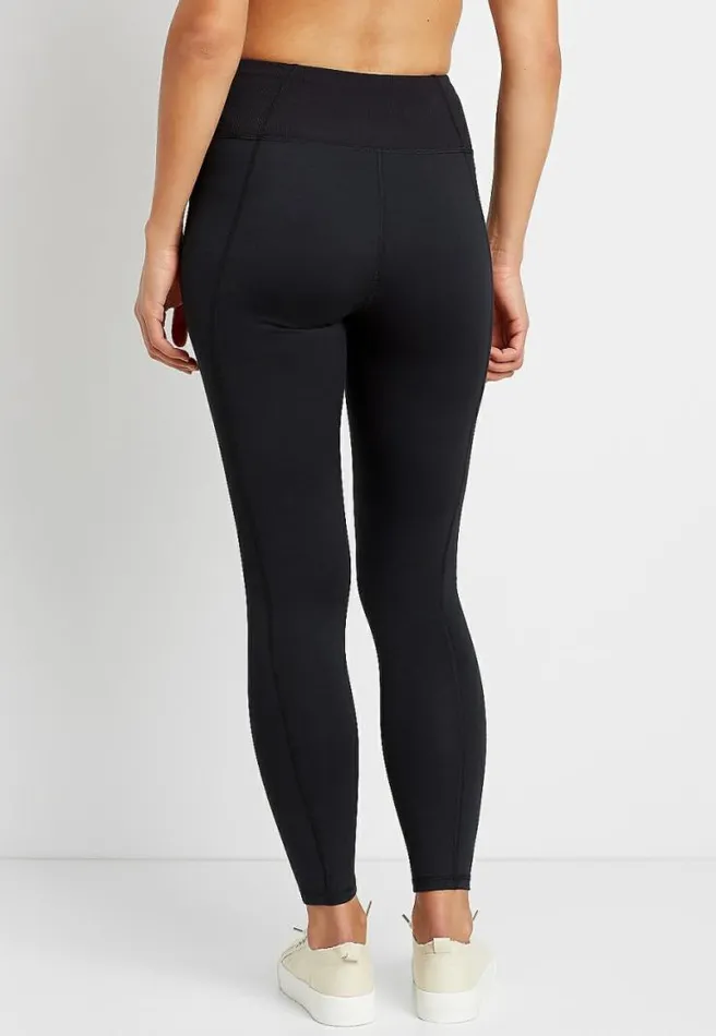 High Rise Black Ribbed Waist Luxe Legging Women Maurices Bottoms