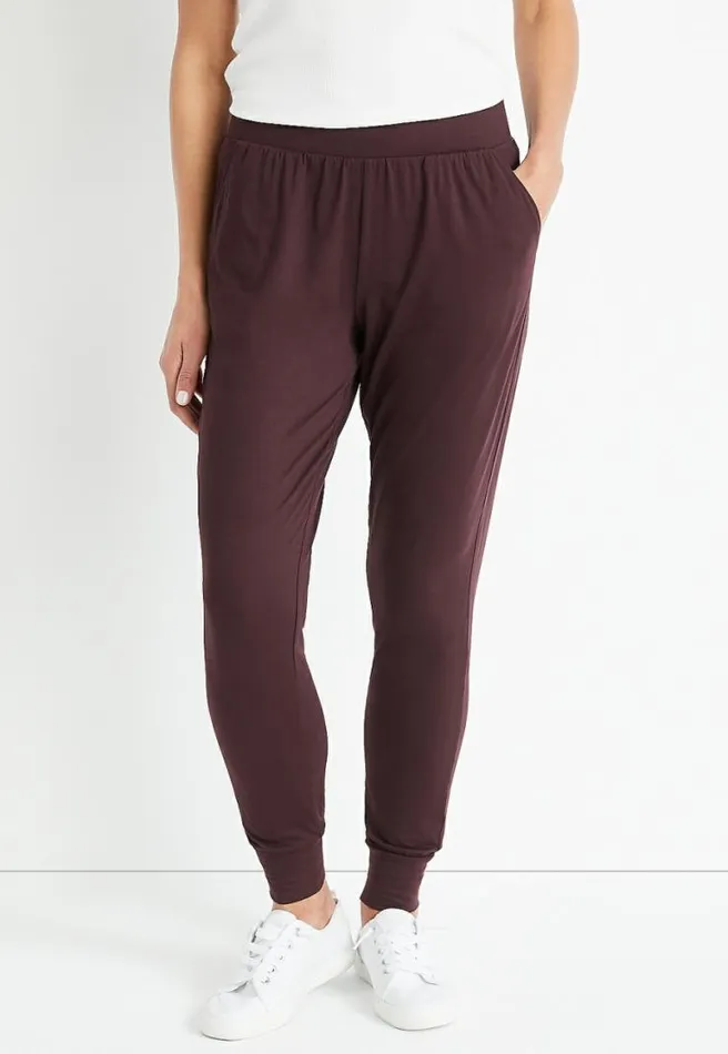 High Rise Brown Ultra Soft Jogger Pant Women Maurices Bottoms