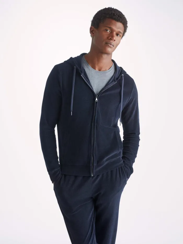 Hooded Tops Men Derek Rose Hoodie Isaac Terry Cotton Navy