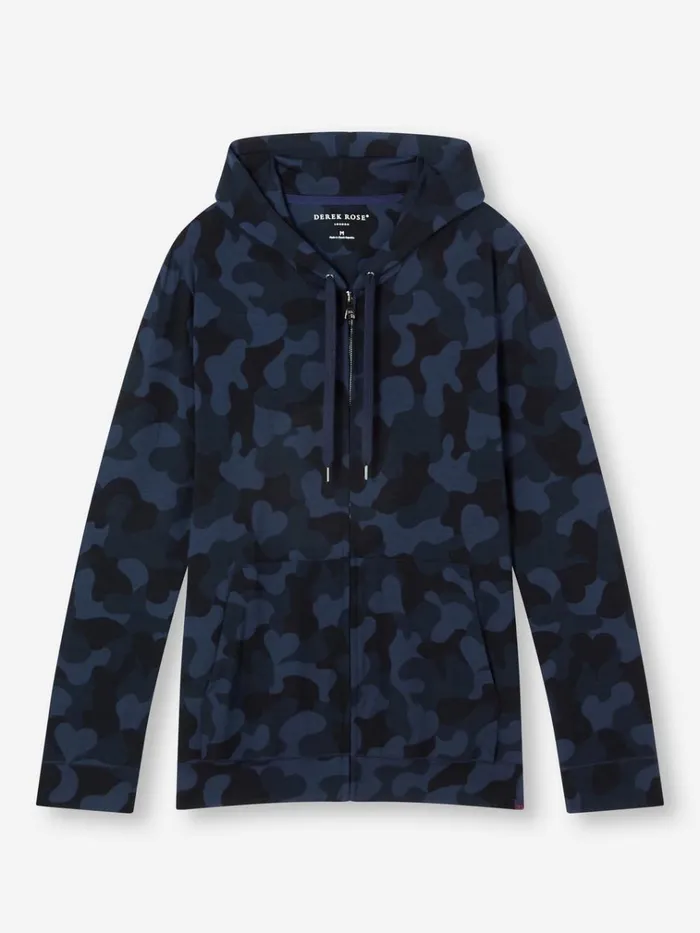 Hooded Tops Men Derek Rose Hoodie London 11 Micro Modal Navy