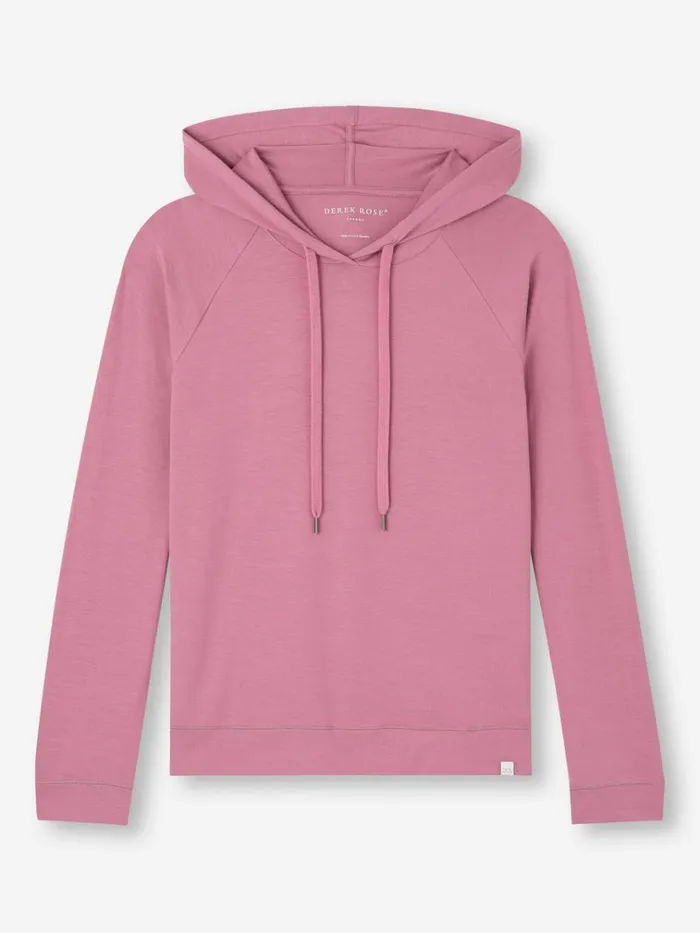 Hooded Tops Women Derek Rose Pullover Hoodie Basel Micro Modal Stretch Orchid Purple