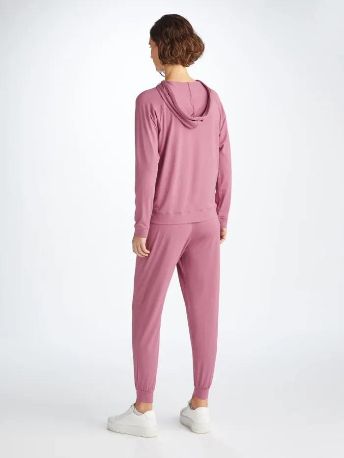 Hooded Tops Women Derek Rose Pullover Hoodie Basel Micro Modal Stretch Orchid Purple