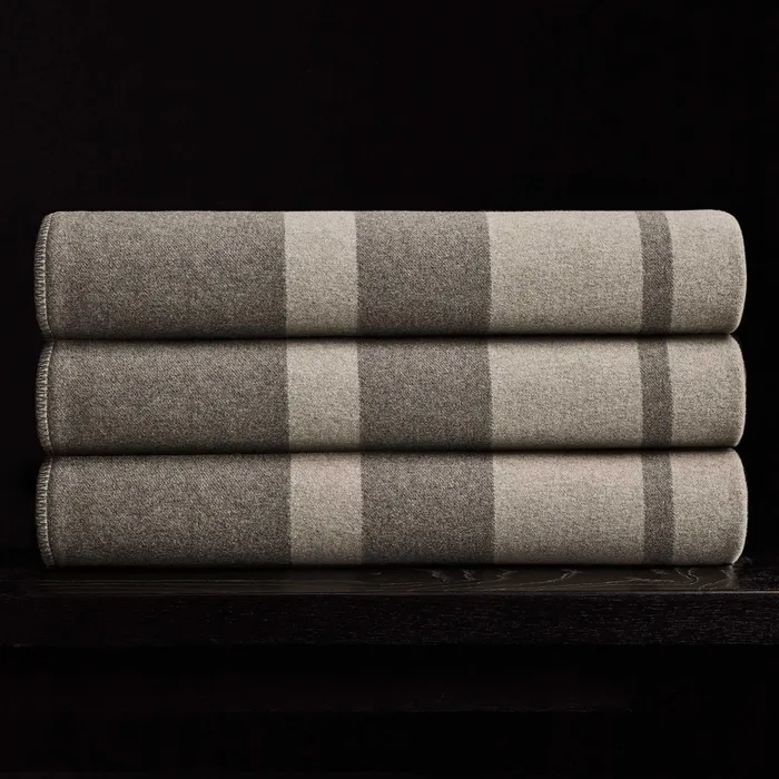 HOUSEWOMEN James Perse Blankets Sarti Striped Blanket Pearlheather Grey