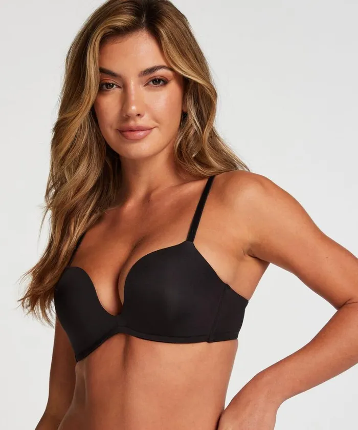 Hunkemller DeepV Padded Underwired PushUp Bra 8211 Black Black 8211 Women
