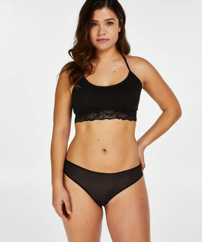 Hunkemller Invisible Thong Stripe Mesh 8211 Black Black 8211 Women