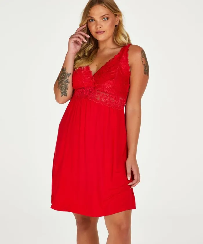 Hunkemller Nora Lace Slip Dress 8211 Red Red 8211 Women