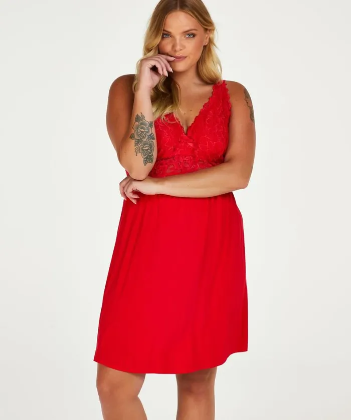 Hunkemller Nora Lace Slip Dress 8211 Red Red 8211 Women