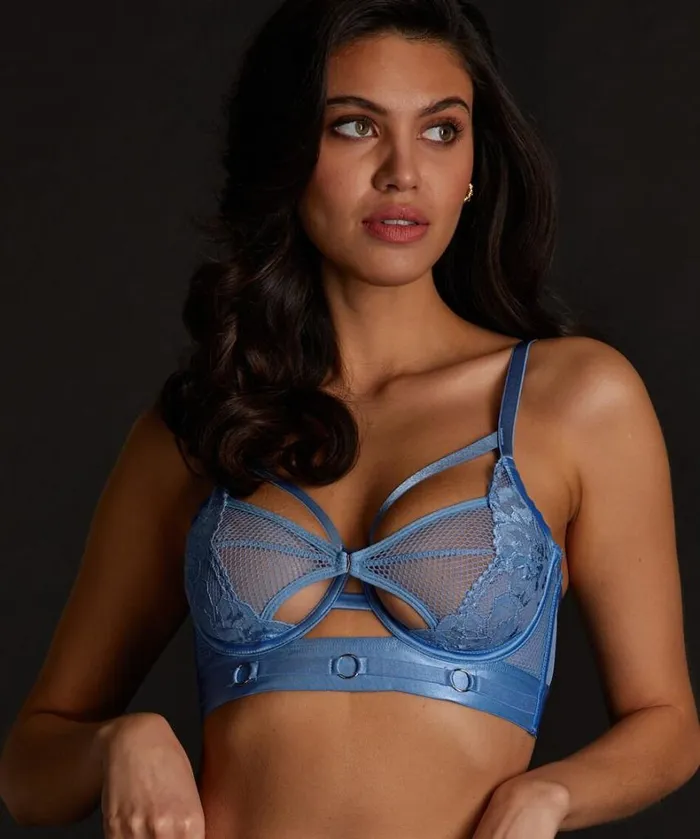 Hunkemller Pleasure NonPadded Longline Underwired Bra 8211 Blue Blue 8211 Women