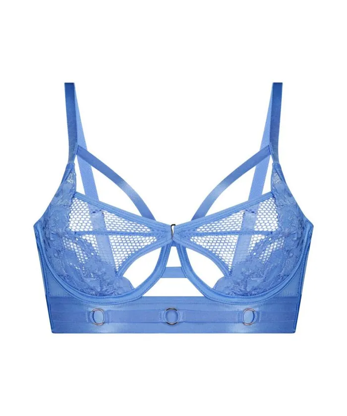 Hunkemller Pleasure NonPadded Longline Underwired Bra 8211 Blue Blue 8211 Women