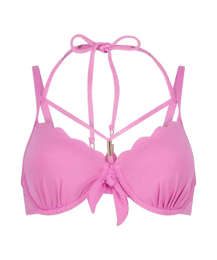 Hunkemller Scallop Padded Underwired Bikini Top 8211 Pink Pink 8211 Women Hunkemller Scallop Padded Underwired Bikini Top 8211 Pink Pink 8211 Women
