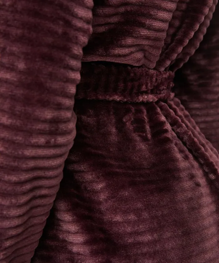 Hunkemller Short Fleece Ribbed Bathrobe 8211 Purple Purple 8211 Women