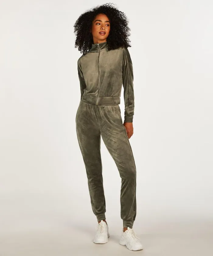 Hunkemller Tall Velours Jogging Bottoms 8211 Green Green 8211 Women