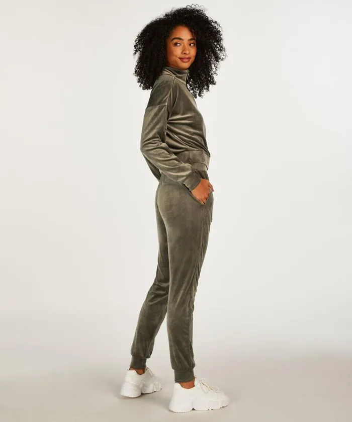 Hunkemller Tall Velours Jogging Bottoms 8211 Green Green 8211 Women