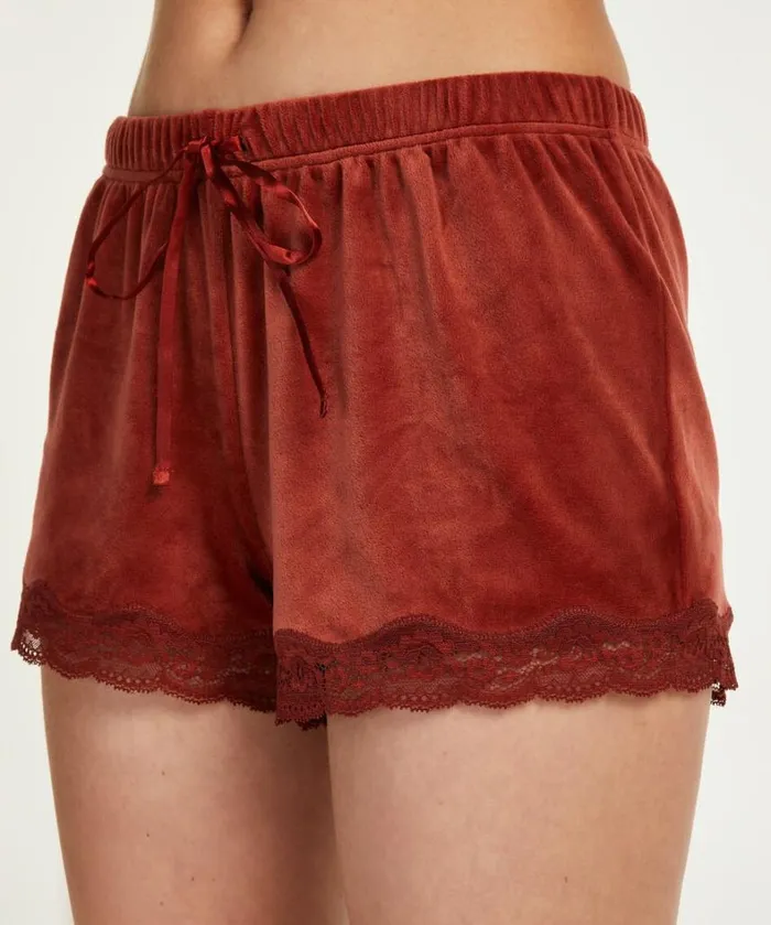 Hunkemller Velvet Lace Shorts 8211 Brown Brown 8211 Women Hunkemller Velvet Lace Shorts 8211 Brown Brown 8211 Women