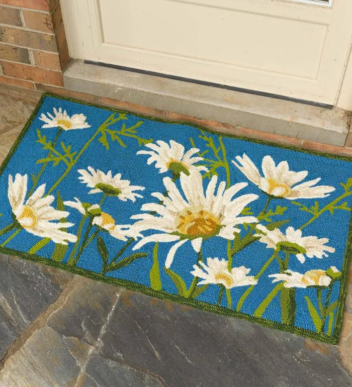 Indoor Living Daisies IndoorOutdoor Accent Rug Plow and Hearth Bath Accessories
