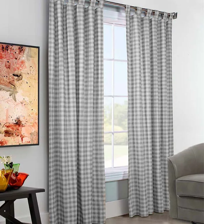 Indoor Living Thermalogic Energy Efficient Insulated Check TabTop Curtain Pairs Plow and Hearth Valances
