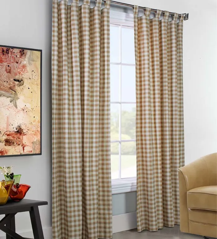 Indoor Living Thermalogic Energy Efficient Insulated Check TabTop Curtain Pairs Plow and Hearth Valances