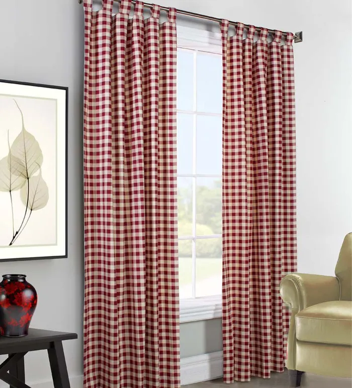 Indoor Living Thermalogic Energy Efficient Insulated Check TabTop Curtain Pairs Plow and Hearth Valances