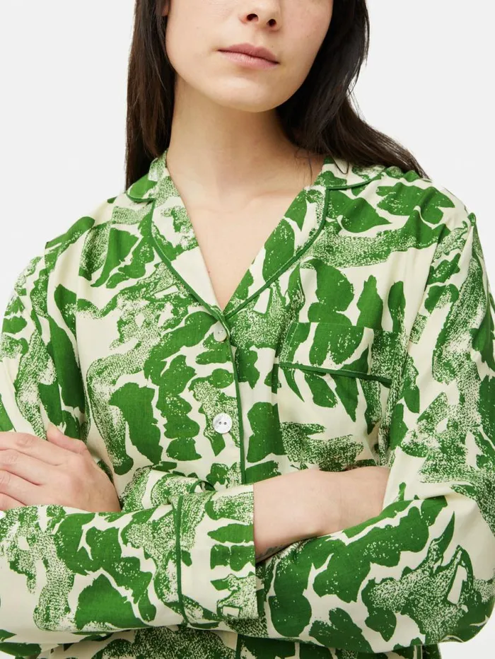 Ink Wave Modal Pyjama Green Women Jigsaw Pyjamas and Loungewear