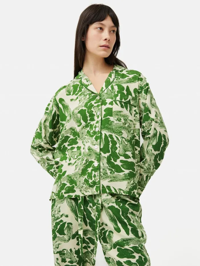 Ink Wave Modal Pyjama Green Women Jigsaw Pyjamas and Loungewear