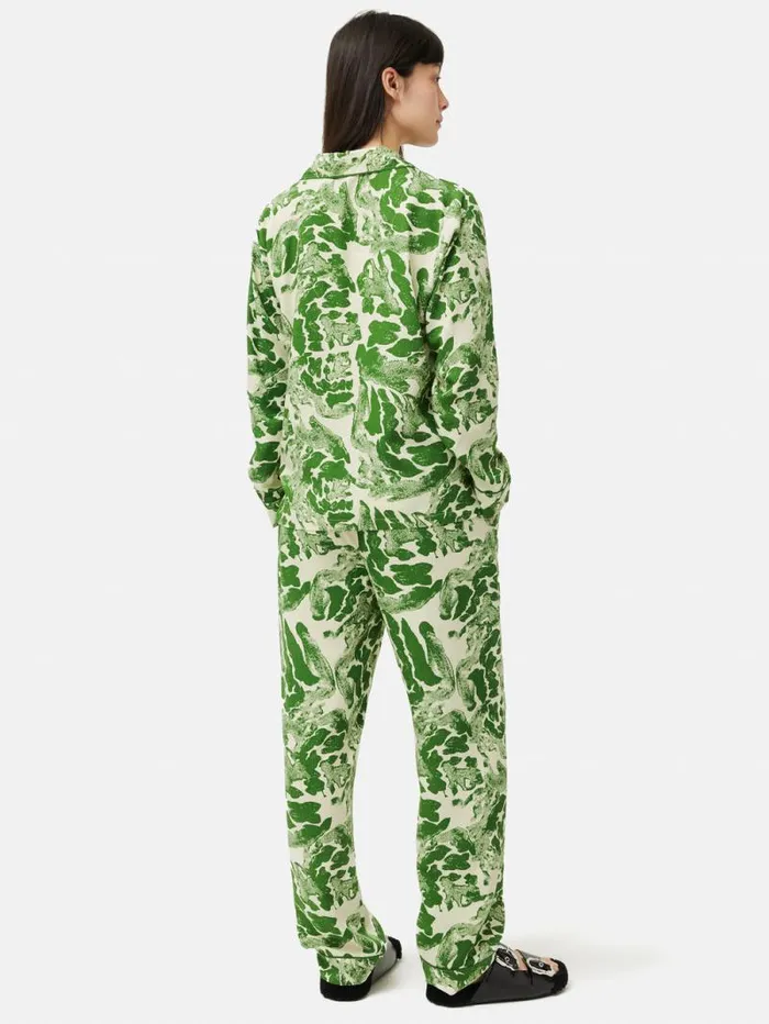 Ink Wave Modal Pyjama Green Women Jigsaw Pyjamas and Loungewear