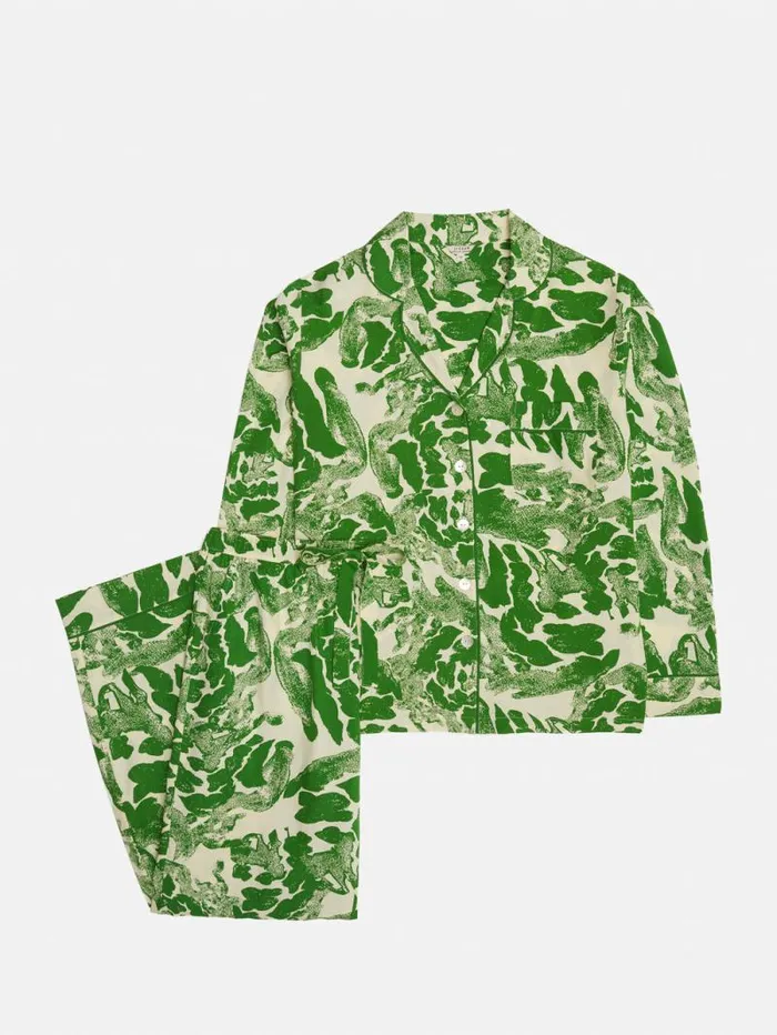 Ink Wave Modal Pyjama Green Women Jigsaw Pyjamas and Loungewear