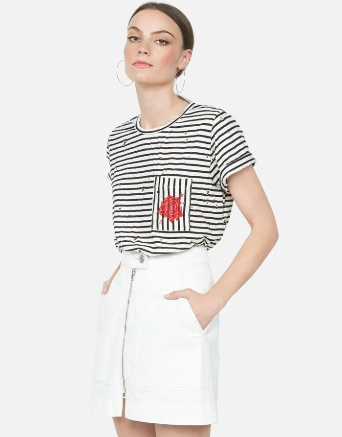 Iris Arrow Rose Creme Stripe Women Lauren Moshi Short Sleeve