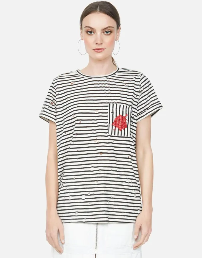 Iris Arrow Rose Creme Stripe Women Lauren Moshi Short Sleeve