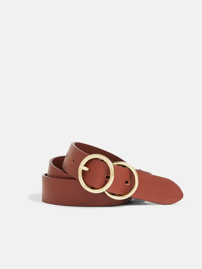 Italian Leather Carlos Belt Tan Women Jigsaw Belts