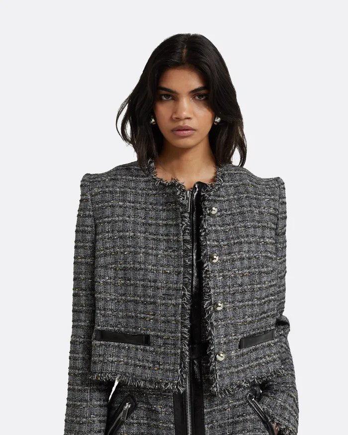 Jackets and Coats Amelia Metallic Greyscale Jacket Metallic Greyscale 8211 Safiyaa Women