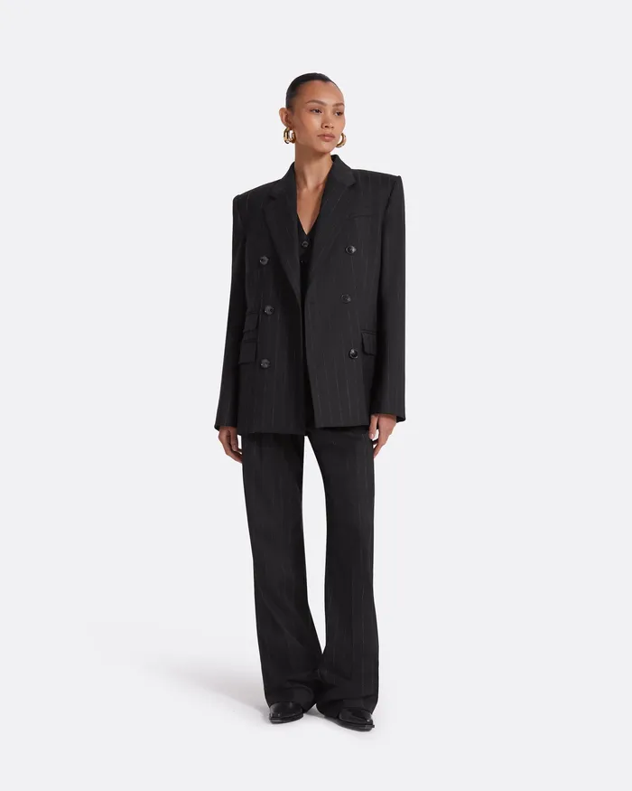 Jackets and Coats Ellan Black Pinstripe Jacket Black Safiyaa Women