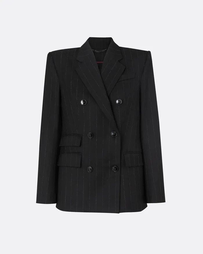 Jackets and Coats Ellan Black Pinstripe Jacket Black Safiyaa Women
