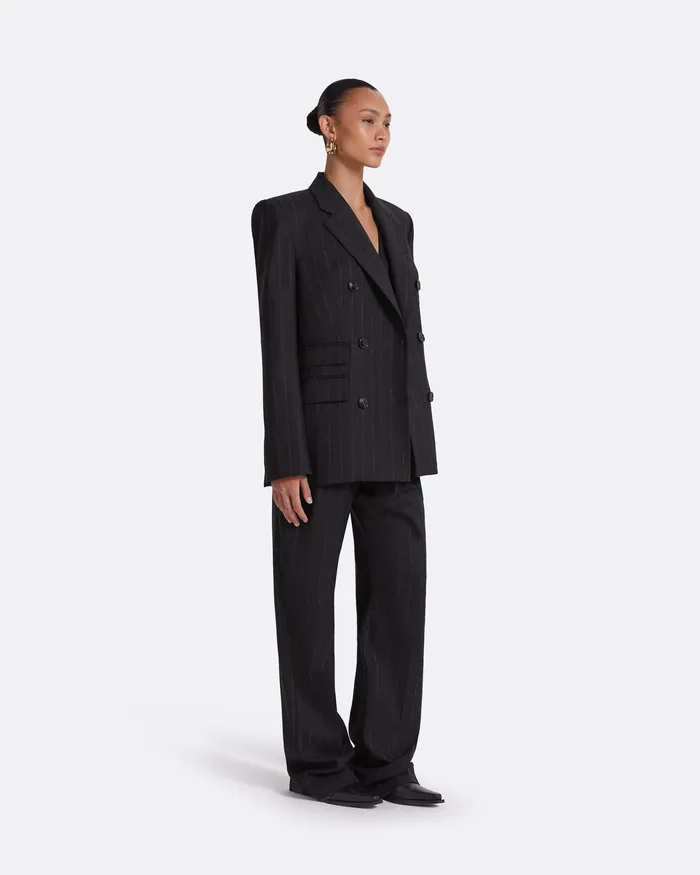 Jackets and Coats Ellan Black Pinstripe Jacket Black Safiyaa Women