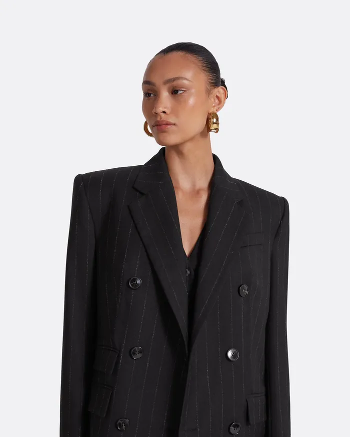 Jackets and Coats Ellan Black Pinstripe Jacket Black Safiyaa Women