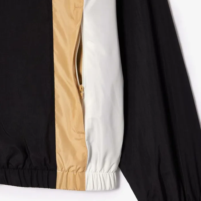 Jackets and Coats Men Lacoste Men039s Colorblock Waterproof Track Jacket Black Beige White Ikh