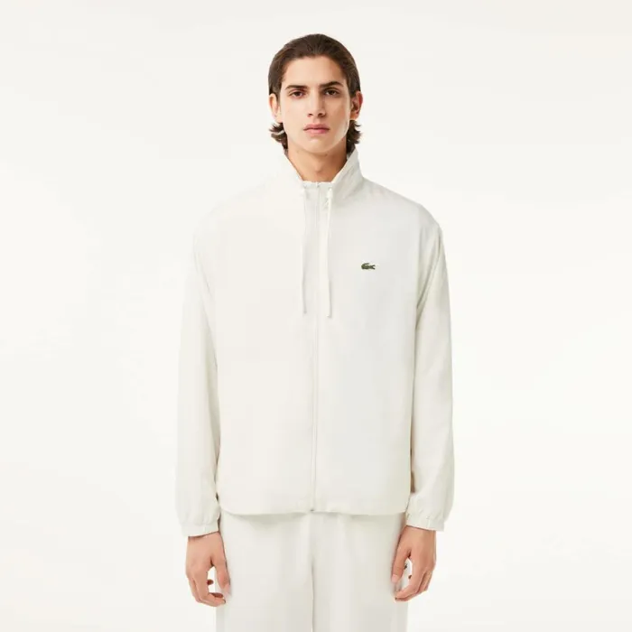 Jackets and Coats Men Lacoste Men039s Detachable Hood WaterResistant Jacket White 70v