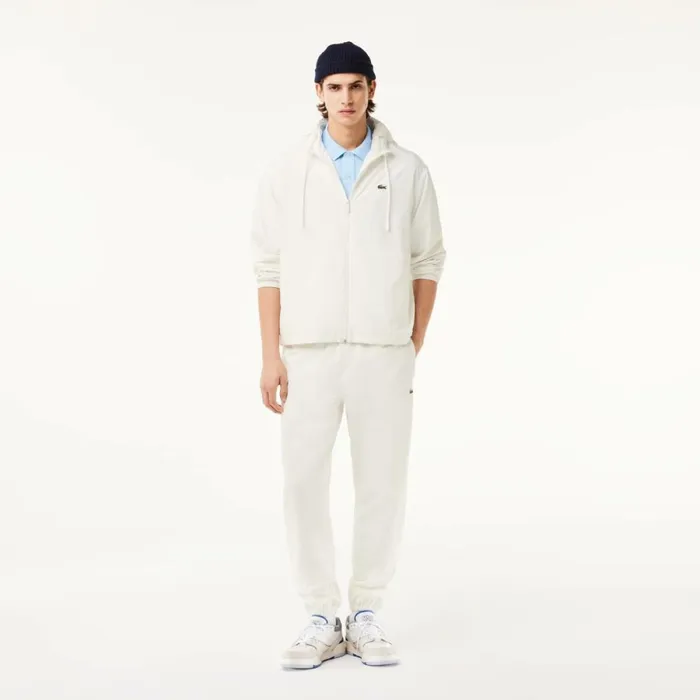 Jackets and Coats Men Lacoste Men039s Detachable Hood WaterResistant Jacket White 70v