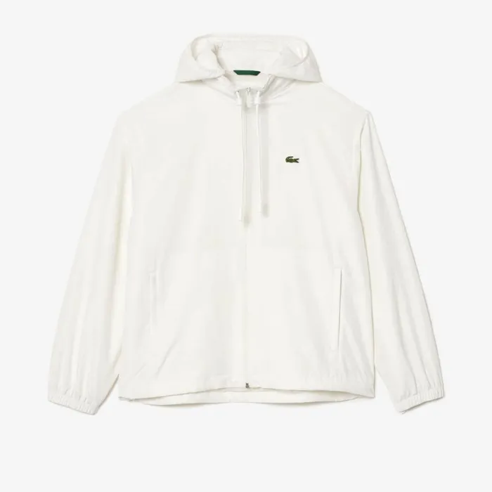 Jackets and Coats Men Lacoste Men039s Detachable Hood WaterResistant Jacket White 70v