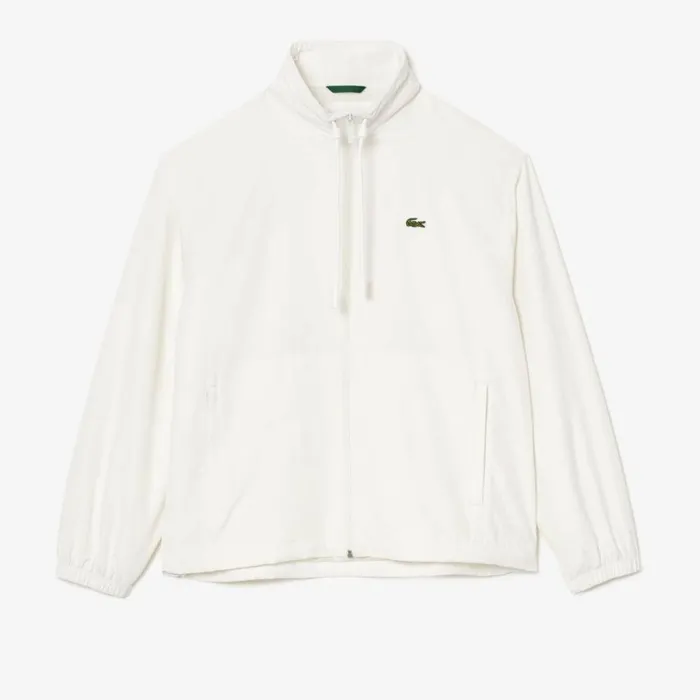 Jackets and Coats Men Lacoste Men039s Detachable Hood WaterResistant Jacket White 70v