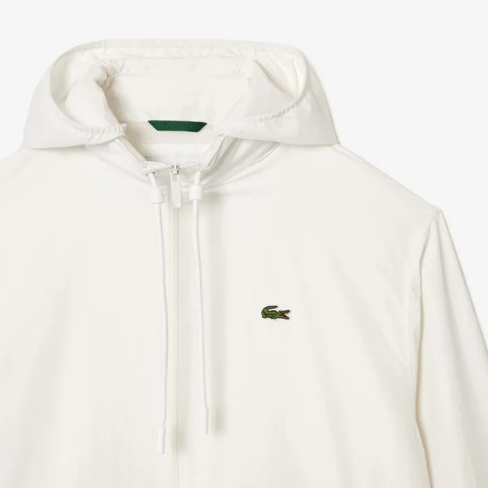 Jackets and Coats Men Lacoste Men039s Detachable Hood WaterResistant Jacket White 70v