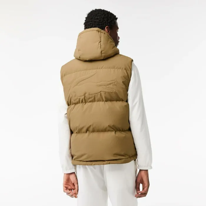 Jackets and Coats Men Lacoste Men039s Qulted Croc Down Vest Brown Six