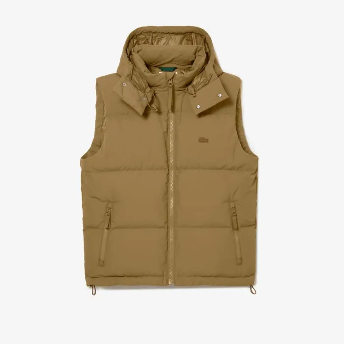Jackets and Coats Men Lacoste Men039s Qulted Croc Down Vest Brown Six