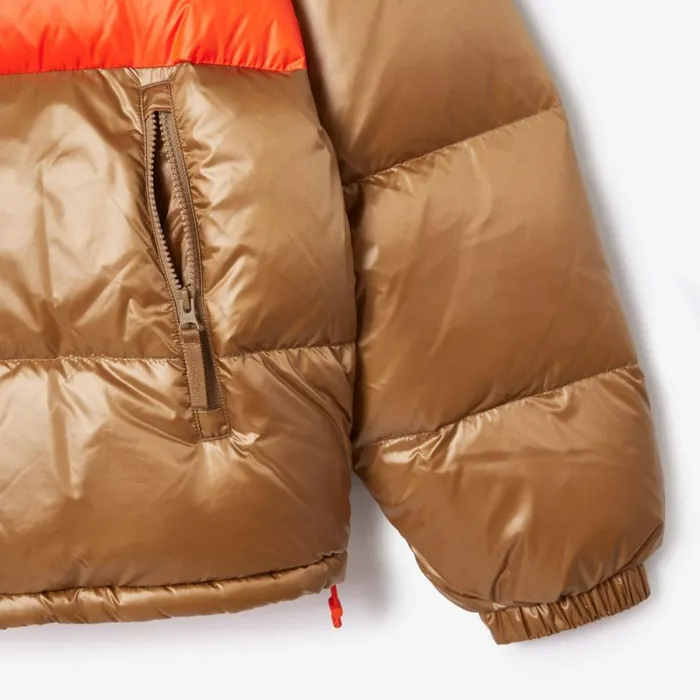 Jackets and Coats Men Lacoste Men039s Reversible Colorblock Accent Down Jacket Brown White Orange Qit