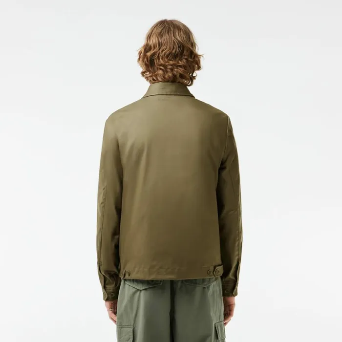 Jackets and Coats Men Lacoste Men039s Short Waterproof Cotton Jacket Khaki Green 316